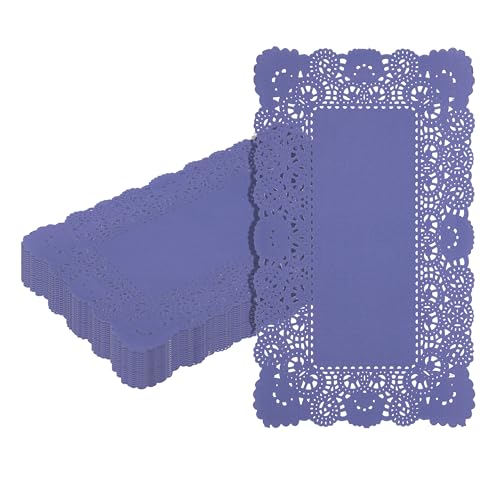 Restaurantware 12 x 7 in Purple Paper Lace Doilies, Rectangle, 100 Ct