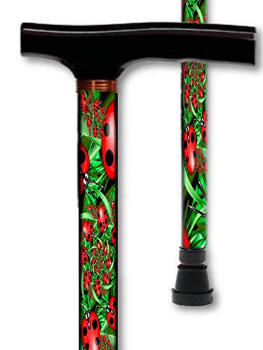 Walking Cane T Handle Derby Adjustable Aluminum Ladybug Design Men or Women