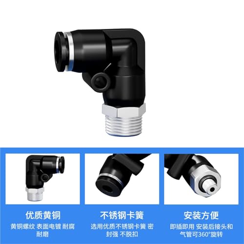 Codo neumático PL6-04 con conector rápido de tubo de aire 4