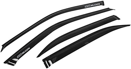 Window Visor Rain Guard Shade Compatible with 96-00 Civic Sedan, Side Window Vent Deflector, Dark Smoke Tinted, JDM Tape On Style, Silver Mug, 96 97 98 99 00