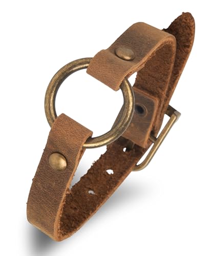 SPUNKYsoul Buckle or 5 Wrap Leather Circle Bracelet - Adjustable Boho-Inspired Leather Bracelet for Women & Men, Unique Distressed Jewelry with Symbolic Circle, Ideal for Everyday Wear & Gifting