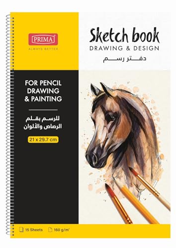 Prima 160 GSM 15-Sheets Sketch Book for Kids and Adults A4 Size