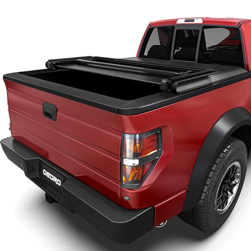 OEDRO Upgraded Soft Tri-fold Truck Bed Tonneau Cover On Top Compatible with 2009-2014 Ford F150 F-150 with 5.5ft Bed