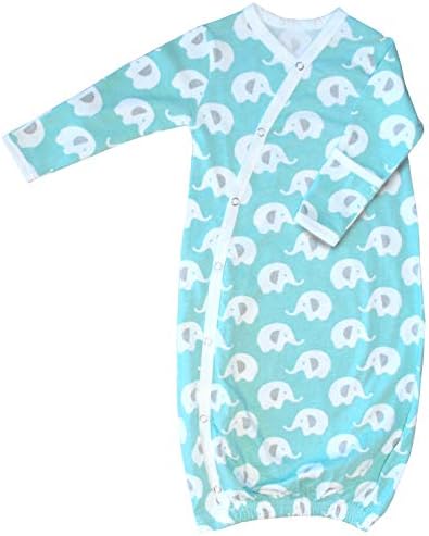 Cambria Baby 100% Organic Kimono Gowns. Side Snaps with Built in Mitts.