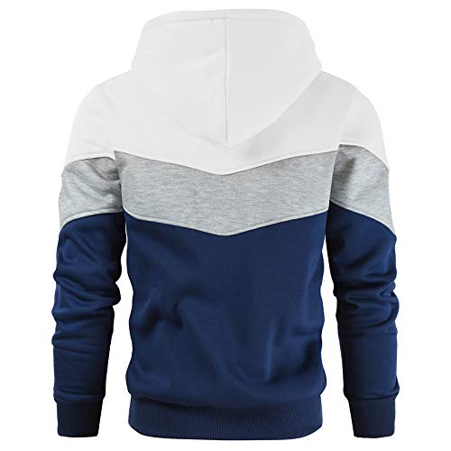 Gesean Mens Boys Fashion Hooded Jerseys Long Sleeve Contrast Color Hip-Hop Sweatshirt Hoodies White Large #TOP2