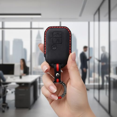 Image of KMH Alcantara Car Key Cover Compatible for Maruti Suzuki Swift, Dzire, Baleno, Ertiga 3 Button Shell Case Holder Full Key Protector Smart Key Cover with Keychain (D3) Black - Pack of 2