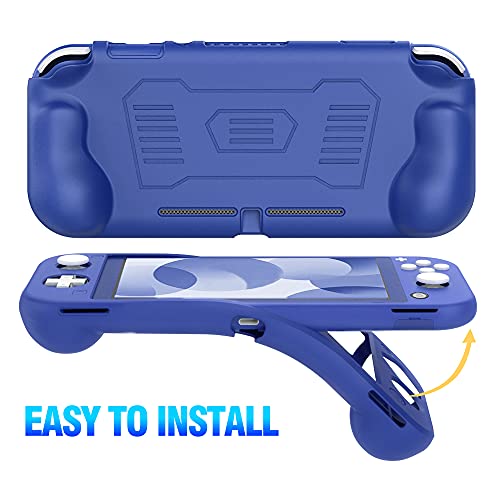 MoKo Funda Compatible con Nintendo Switch Lite, Cubierta Protectora de Silicona con Mango Rellenos Integrados de Diseño Ergonómico Durable Cómodo Compatible con Nintendo Switch Lite 2019, Azul