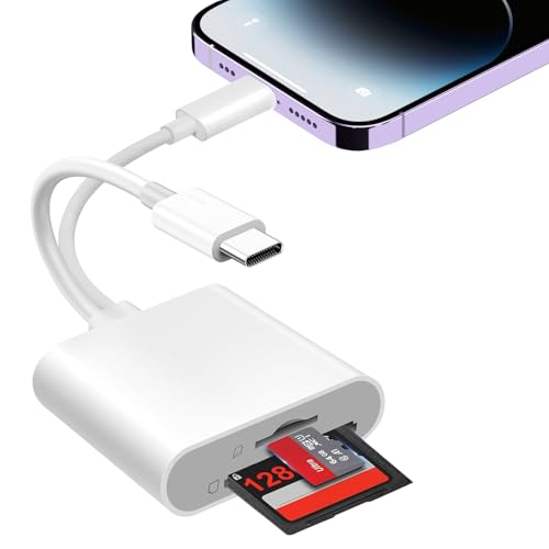SD Card Reader for iPhone USB C Micro sd Card Adapter Dual Interface Memory Card Reader for iPhone/MacBook/USBC Laptop for SD/TF Card Plug & Play
