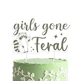Raccoon Cake Topper, Green Raccoon Theme Girls Gone Feral Cake Pick Wild Animal Bride Floral Cocktail Cake Decoration for Bachelorette Party Bridal Shower Wedding Supplies