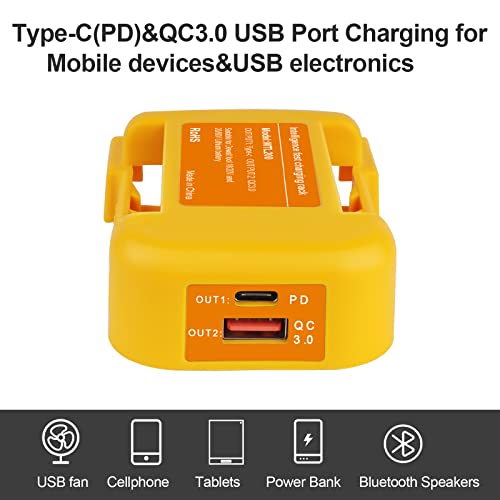 Zlwawaol 2 Pack Usb Charger Adapter Compatible With Dewalt 20V Battery 2 Usb Holder With Type-C Fast Charging #TOP2