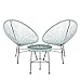 SKLUM Set 2 Chaises & 1 Table en Polyéthylène et Acier New Acapulco Bleu Brume