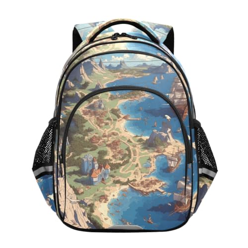 Sac à dos enfant 3-12 ans motifs navires mystérieux pour l'école