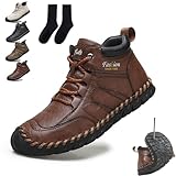 Umhaven Schuhe Herren, Lässige Leder Fußgewölbestütze und rutschfeste, atmungsaktive Outdoor Wanderschuhe, Weit Zehe (Braun, Erwachsene, Herren, 38, Numerisch, EU Schuhgrößensystem, M)