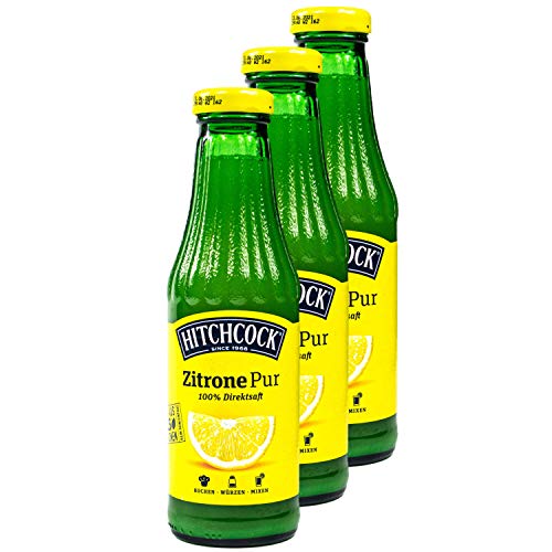 Hitchcock - 3er Pack Premium Zitronensaft Zitrone Pur 100% Direktsaft - Saft aus ca. 15 Zitronen in 0,5 Liter Glasflasche Cover
