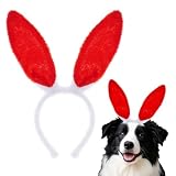 Hmxpls Cerchietto per cani con orecchie da coniglietto pasquale, accessorio per animali domestici, per Halloween, feste, cosplay (rosso)