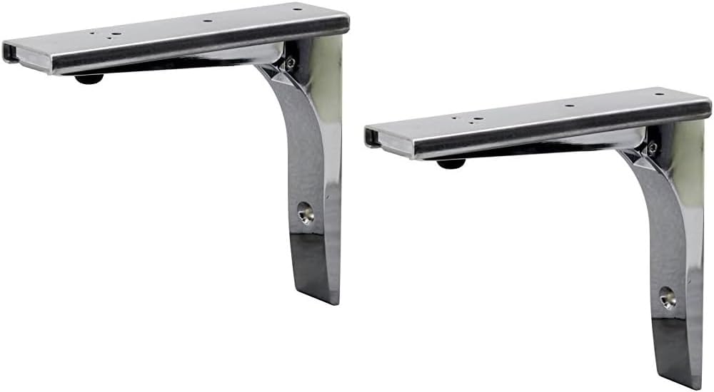 Set of Two 7-Inch Stainless Steel Folding Shelf Brackets | Industrial Grade Shelf Brackets | J17-4273