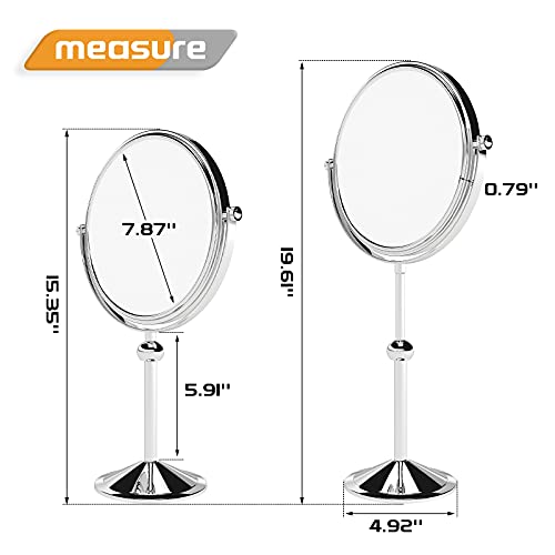 Nicesail Tabletop Makeup Mirror Of 8 Inch, Double-Sided With 7X Magnification, Height Adjustable Chrome Finish (8 Inch, 7X) #TOP2