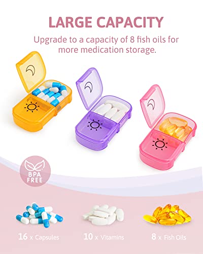 Image of Weekly Pill Organizer 2 Times a Day with Same-Side Large Opening for Easy Filling & Retrieving, Color Tracking 7 Day AM PM Pill Box with BPA Free Pill Case for Vitamins,Fish Oils（Black