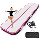 PPXIA Air Tumble Track Mat 6.6ft 10ft 13ft 16ft 20ft Inflatable Gymnastics Tumbling Mat with Air Pump for Kids Adults, 4/8 inch Thick Gymnastic Mats for Home Use Gym Outdoor Cheerleading Training