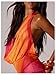 Floerns Women's Tie Dye Sheer Mesh Draped Halter Dress Sleeveless Backless Bodycon Mini Dresses Orange Multi Large