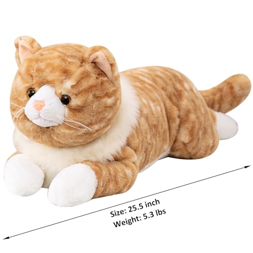 Fawowe Cat Weighted Stuffed Animals, 5.3 lbs 25.5 inch Weighted Cat Plush Toy Realistic Cat Weighted Plush Animals Pillow Gifts for Adults and Kids, Orange, TX-58 by Fawowe - Used condition - Image 7