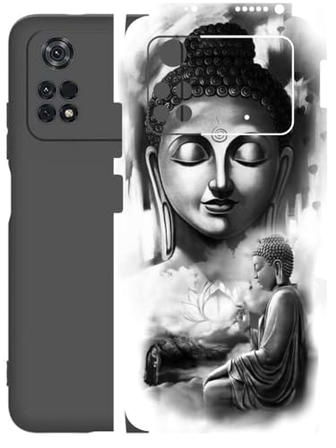 Image of AtOdds - Full Body Back Screen Guard Protector Film - Lamination Wrap Skin Sticker Compatible with Poco M4 PRO (4G) | Scratchproof Matte Finish (Buddha)