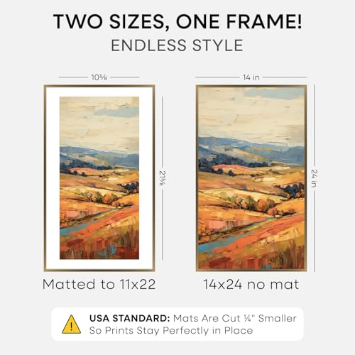 Image of Homeforia 14x24 Picture Frame Bronze, High End Metal 14x24 Brass Poster Frames with Mat 11x22 Photo, 14 x 24 Frame Matted to 11 by 22 inch Print, 24by14 Thin Frames, Tempered Glass, Wall Kit, Set of 2
