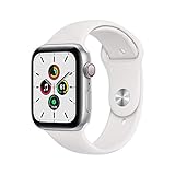 New Apple Watch SE (GPS + Cellular, 44mm) - Silver Aluminum Case with White Sport Band