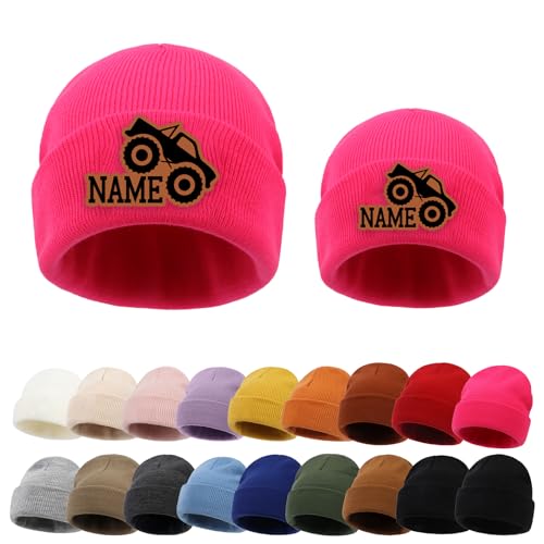 Personalized Toddler Beanie Caps for Boys Girls, Custom Winter Knitted Hat for Kids, 3 Sizes Beanies for Newborn to Adults