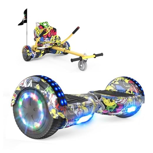 RCB Hoverkart Gyropode Hoverboard Kart pour Enfant et Adulte, Overboard et Kart avec Bluetooth-Musique/LED-Roue Clignotante, Hoverboards Cadeau pour Enfants