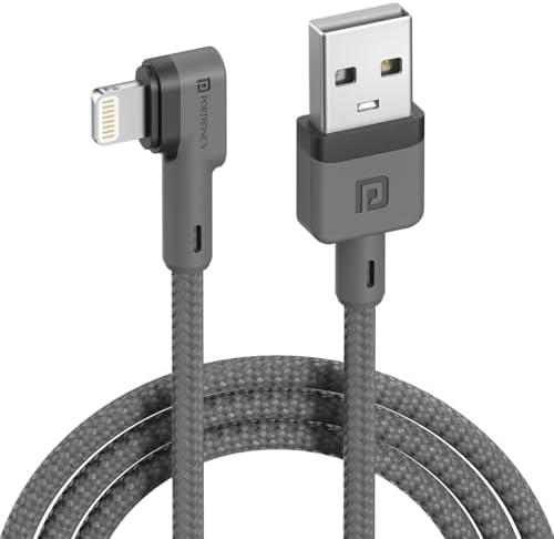 Portronics Konnect L 1.2M Fast Charging 3A 8 Pin USB Cable with Charge & Sync Function for iPhone, iPad (Grey)
