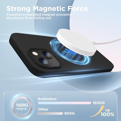 Image of GolbinBox Magnetic for iPhone 13 /14 Case, Silicone Cover, Black