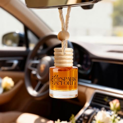 Image of Floral Car Air Freshener Hanging | Car Perfume, 0.27 fl oz (8 ml) | 30-Day Luxury Glass Diffuser | Rose, Soft Oriental Spice & Herbal Balsamic Notes | Long-Lasting Floral Scent