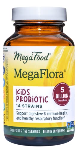 Megafood Megaflora Kids Probiotic - Probiotic Supplement With 5 Billion Cfu - Immune, Digestive & Respiratory Support - Gluten Free, Vegan & Made Without Dairy & Soy - 60 Caps #TOP20
