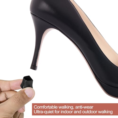 Image of 12 Pairs High Heel Caps, Replaceable Rubber Heel Tips Replacement for Women's Shoes, Non-Slip, Durable TPU Heel caps for Boots (XX /XS /S /M, Black /Brown /Clear) - Reduce Noise & Prevent Wear Thin Heels