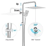 Rainsworth System prysznicowy z termostatem, chrom, 30 x 30 cm, kwadratowa deszczownica ze stali nierdzewnej, armatura prysznicowa, kompletny zestaw, 3 rodzaje strumienia, deszczownica z armaturą,