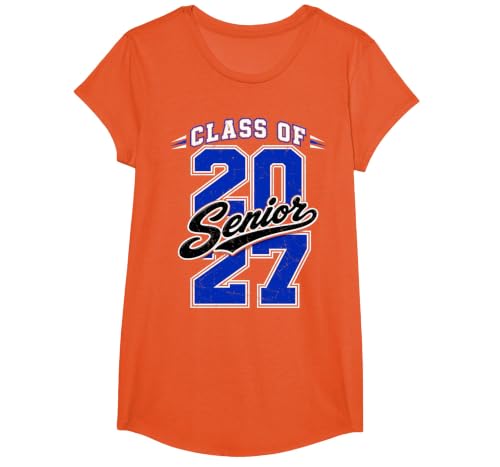 Class of 2027 Senior 2027 Graduation Graduate T-Shirt, Girls, Orange, Medium
