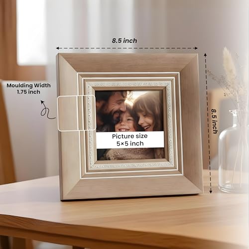 Image of Art Street Elegant Table Photo Frame for Tabletop With Back Stand, 5x5 Inch Photo, Decorative Frames Perfect for Home Decor, Unique Gift Idea, Wedding, Return Gift (Wood Brown)