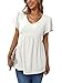 White T Shirts for Women Dressy Summer Tops Oversized Tunic Maternity White M
