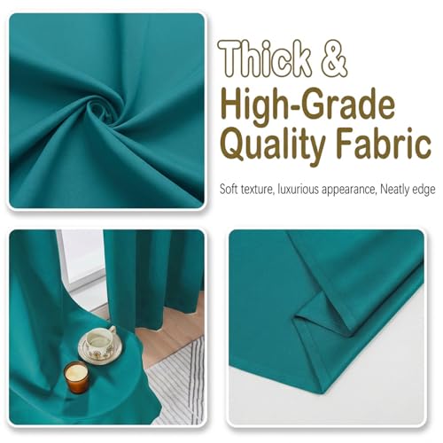 Image of Teal Blackout Curtains for Bedroom 72 Inch Length 2 Panels Set, Thermal Insulated Curtains for Living Room Nursery, Dual Rod Pocket Window Drapes for Patio French Door Front Door, 2x40Wx72L