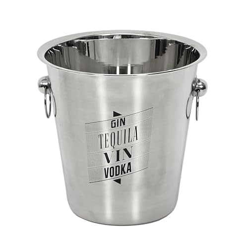 COOK CONCEPT - KV7014, Cubitera de Acero Inoxidable para Champagne, Diseño Práctico para Mantener Tus Botellas Frías, Dimensiones 22,4 x 22,4 x 21 cm, Color Gris