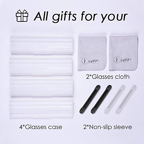 Luff 4Pcs Reading Glasses Not Afraid Pressure Fashionable Resin, Anti-Blue Light #TOP6