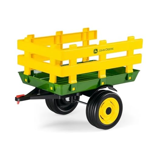 PEG John Deere Stake-Side Trailer, Zwei-Rad-Anhänger für Elektro-Traktor Ground Loader, Tragfähigkeit 10 kg, für Kinder ab 2 Jahren