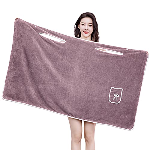 NICEYEA Warm Wearable Bath Towel Wrap Soft Fluffy Highly Water Absorbent Shower Cover Up Women Bath Wrap Towel for Shower with Pocket Thick Quick Dry Beach Spa Gym Bathrobe
