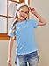 Girls Short Sleeve T Shirts Kids Summer Tops Crewneck Tees 5-14 Years Blue