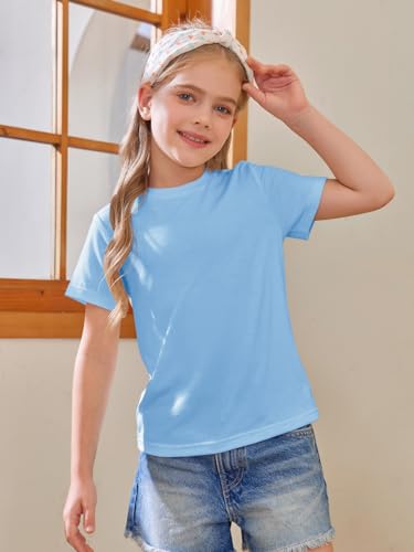 Image of Girls Short Sleeve T Shirts Kids Summer Tops Crewneck Tees 5-14 Years