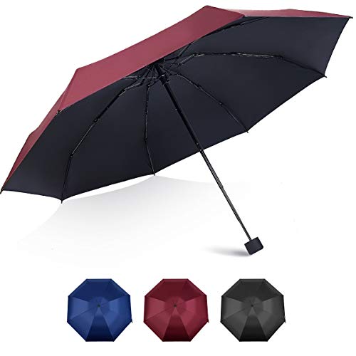 Uarter Paraguas Compacto portátil de Viaje Paraguas Plegable Ligero con 8 Varillas mejoradas Rojo Rojo Small