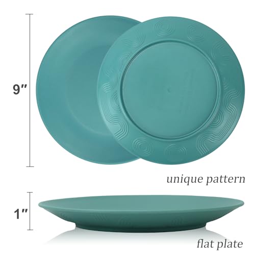 Wrova Wheat Straw Dinner Plates 9 Inch Unbreakable Set of 8 - Dishwasher & Microwave Safe Plastic Plates Reusable - Lightweight Plates for Kitchen,Camping,Apartment,Dorm,RV,Party - Colorful by Wrova - Image 3