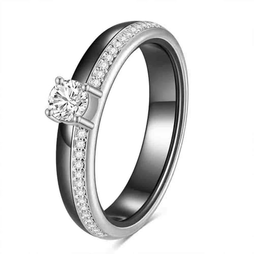 Ceramic Cubic Zirconia Wedding Band Rings For Womens,Fashion Gift For Mother