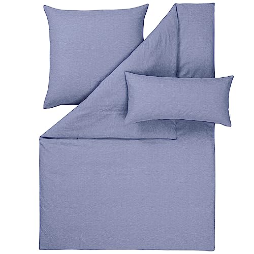 ESTELLA Bettwäsche Alvaro | blau | 135x200 cm + 80x80 cm + 40x80 cm | natürliche Leinenoptik | temperaturausgleichend | ideale Sommerbettwäsche| 50% Baumwolle
